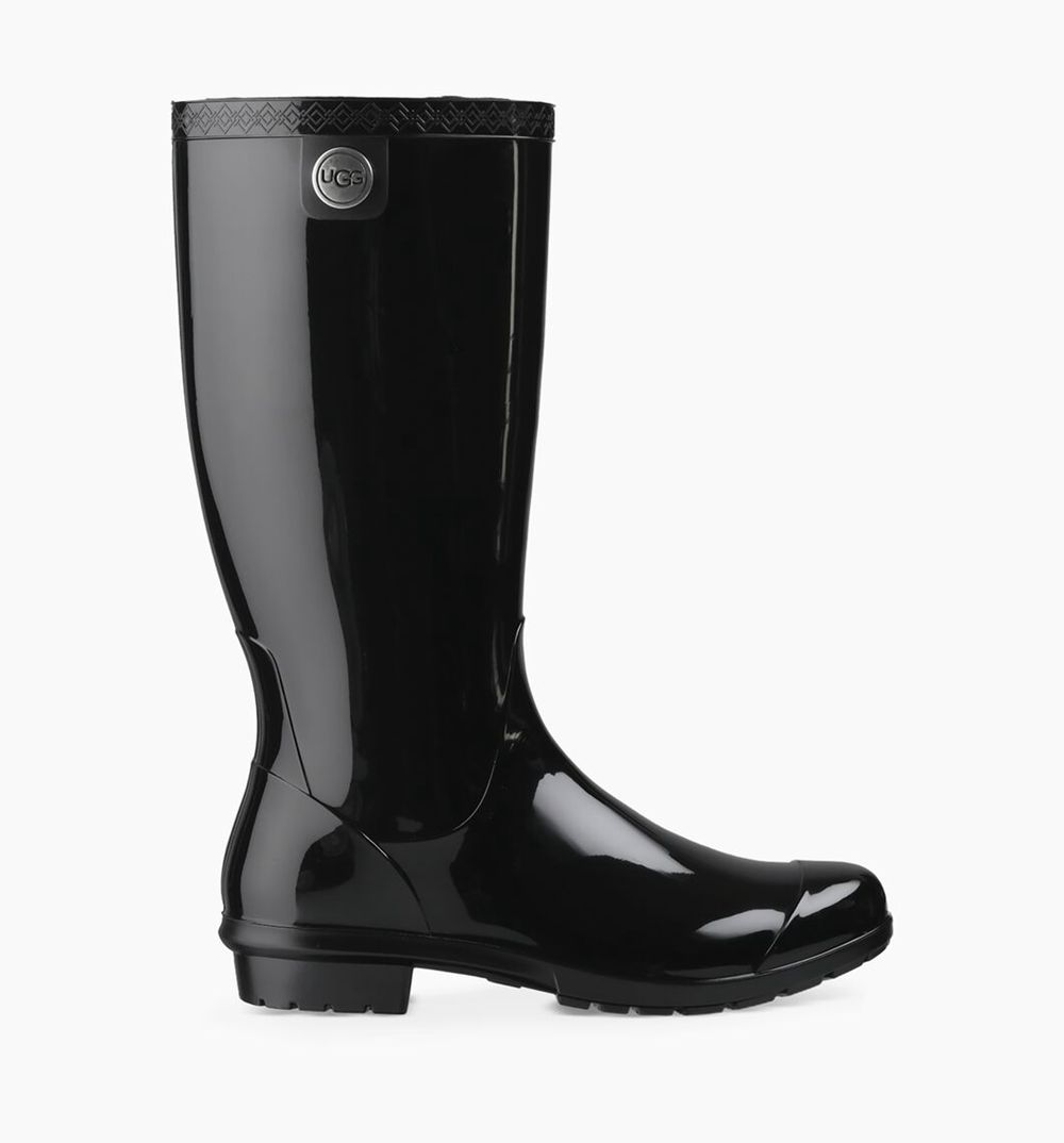 Ugg Shaye With Fur - Womens Rain Boots - Black - NZ (1297OUHMB)